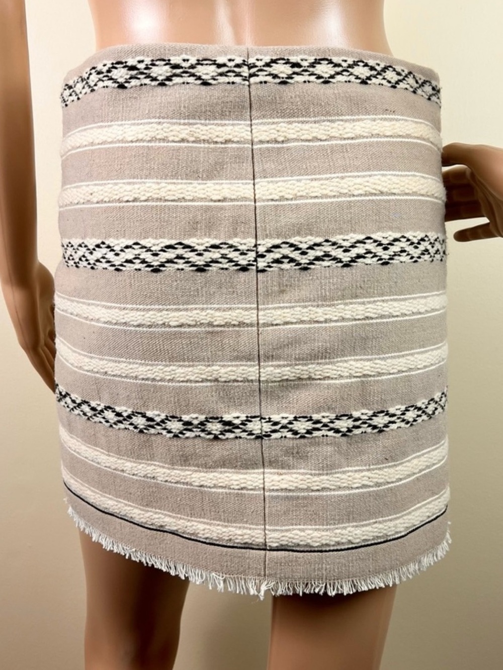 NEW SAINT LAURENT REVOLVE BEIGE WOVEN WRAP MINI SKIRT - Picture 7 of 9